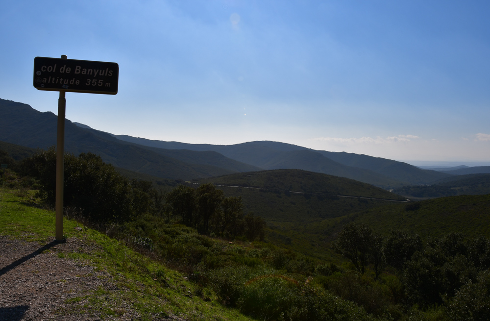 Col Banyuls Strassenschild Passhöhe