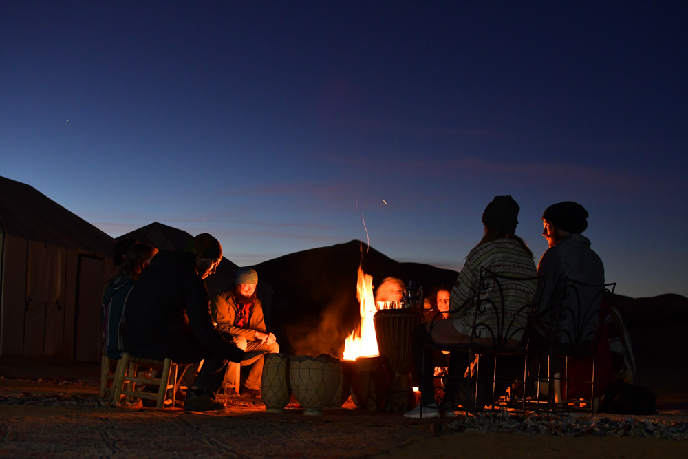 Lagerfeuer Menschen Erg Chebbi